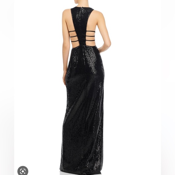 Aidan Mattox Floor length black sequin gown - Picture 2 of 4